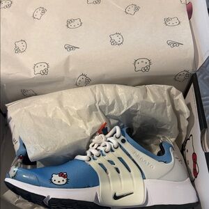 Nike Blue and White Sneakers with Hello Kitty Design